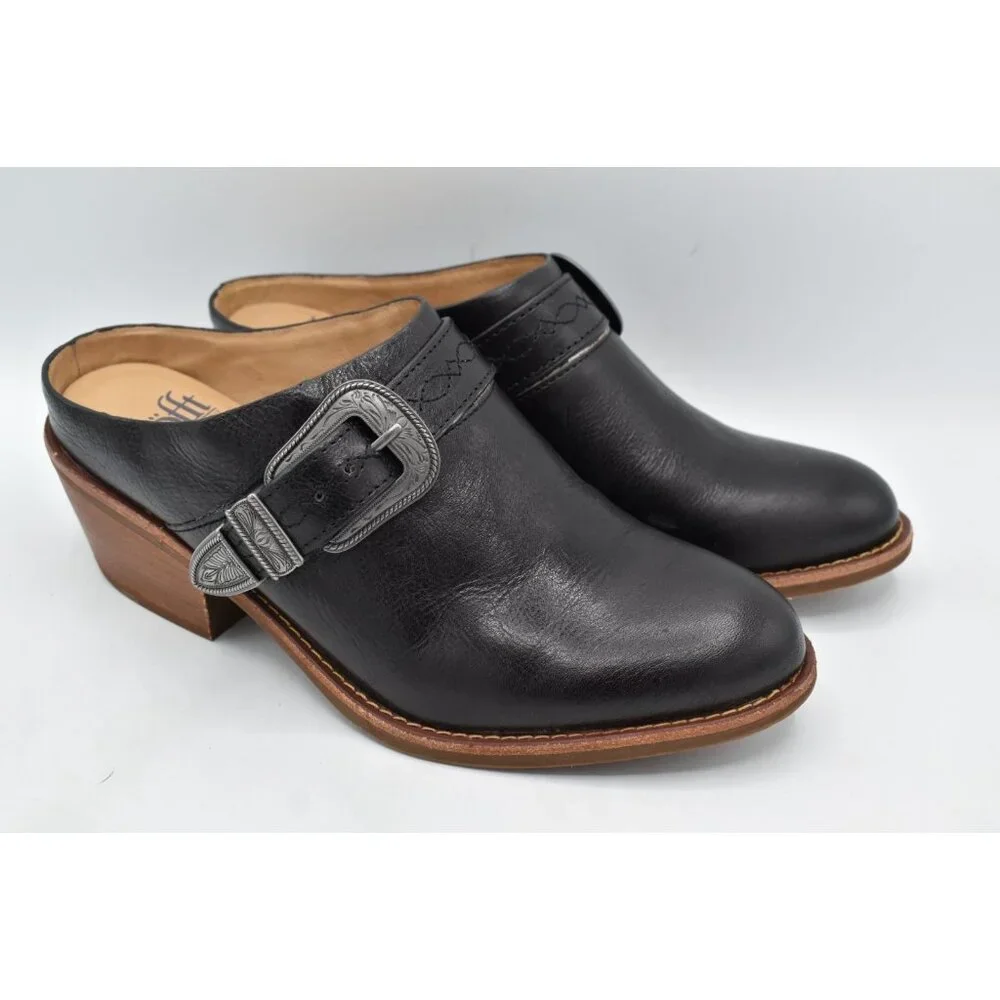 Sofft Women Size 8 Adara Black Leather Buckle Shooties‎ Booties Shoes Mules